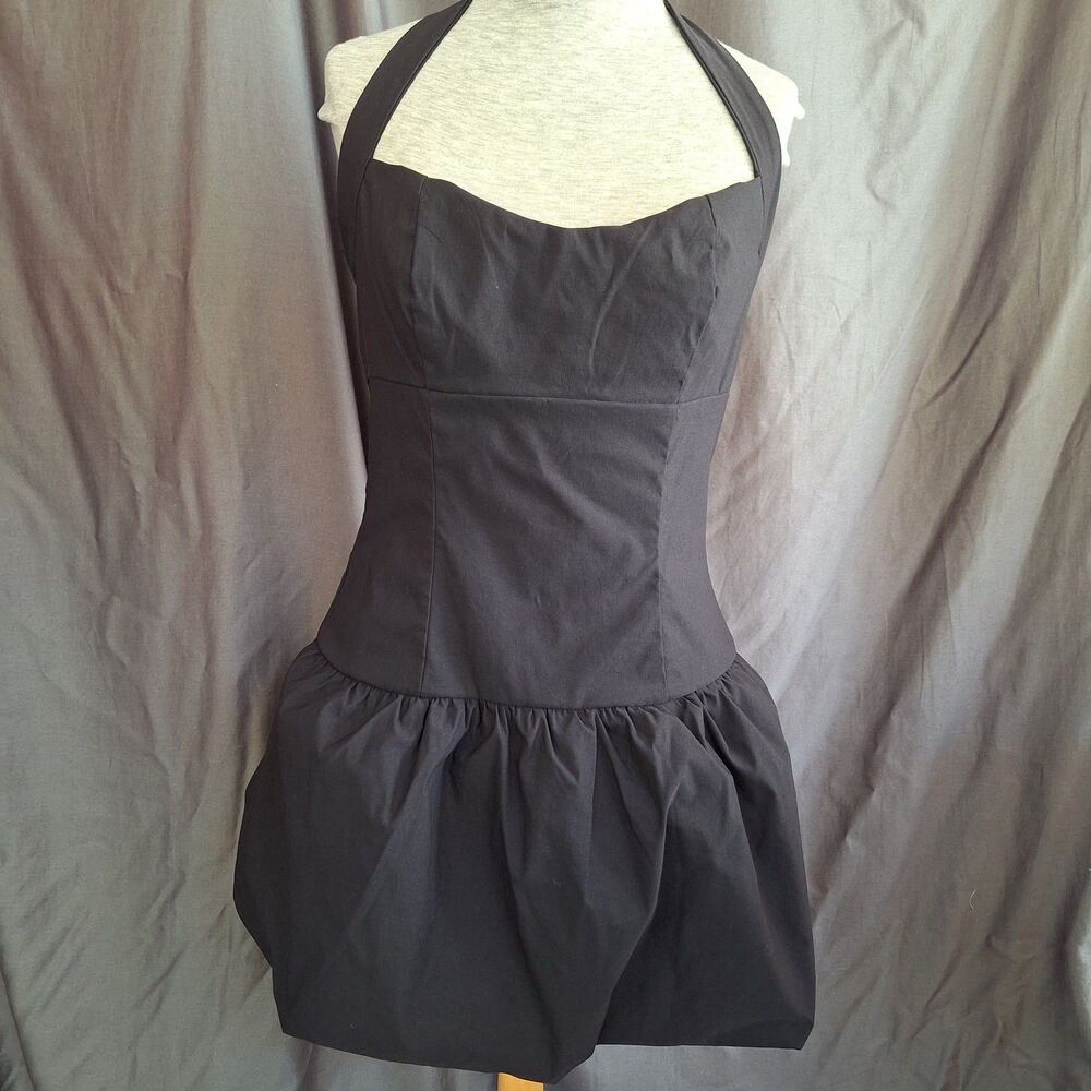S Black Halter Bubble Dress Wild Fable Nylon Stretch Fairycore Dark Fairy Goth